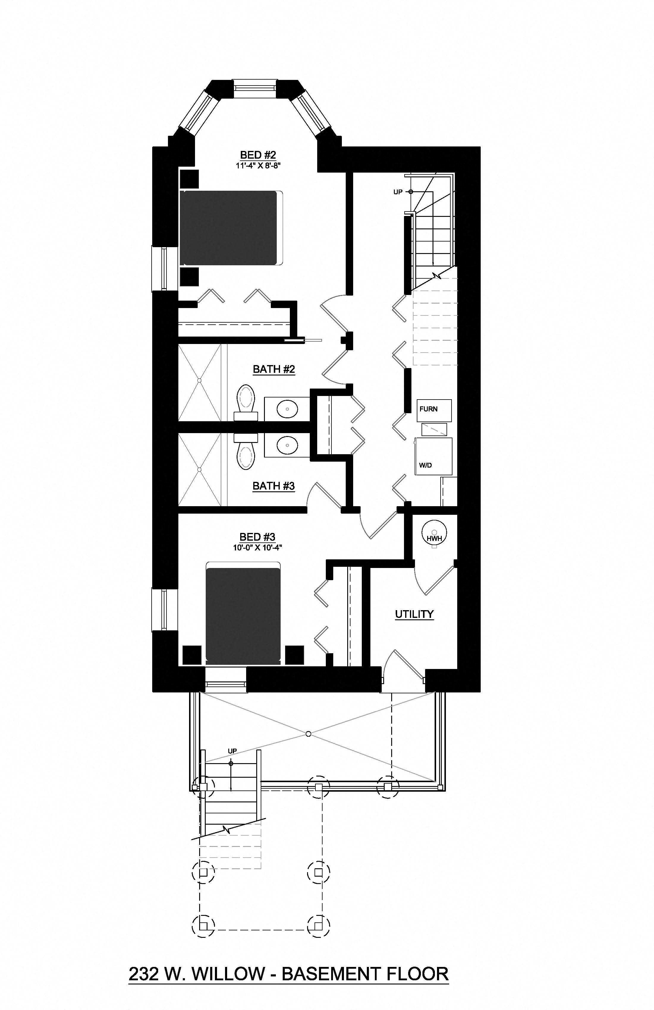 Floor plan for 3 beds, 3 baths